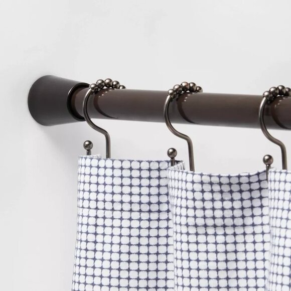 Tension Mount Bronze Finish Taper End Shower Curtain Rod 43" - 72" Long - Picture 1 of 7